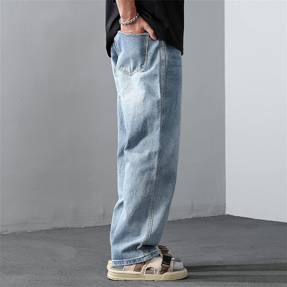 Maiyifu-GJ Men's Loose Fit Straight Leg Jeans Baggy Hip Hop